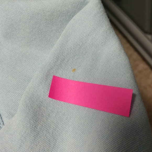 Distressed Jean Long Sleeve Shirt Women's Large Denim Worn w/Holes 100% Cotton - Picture 14 of 16